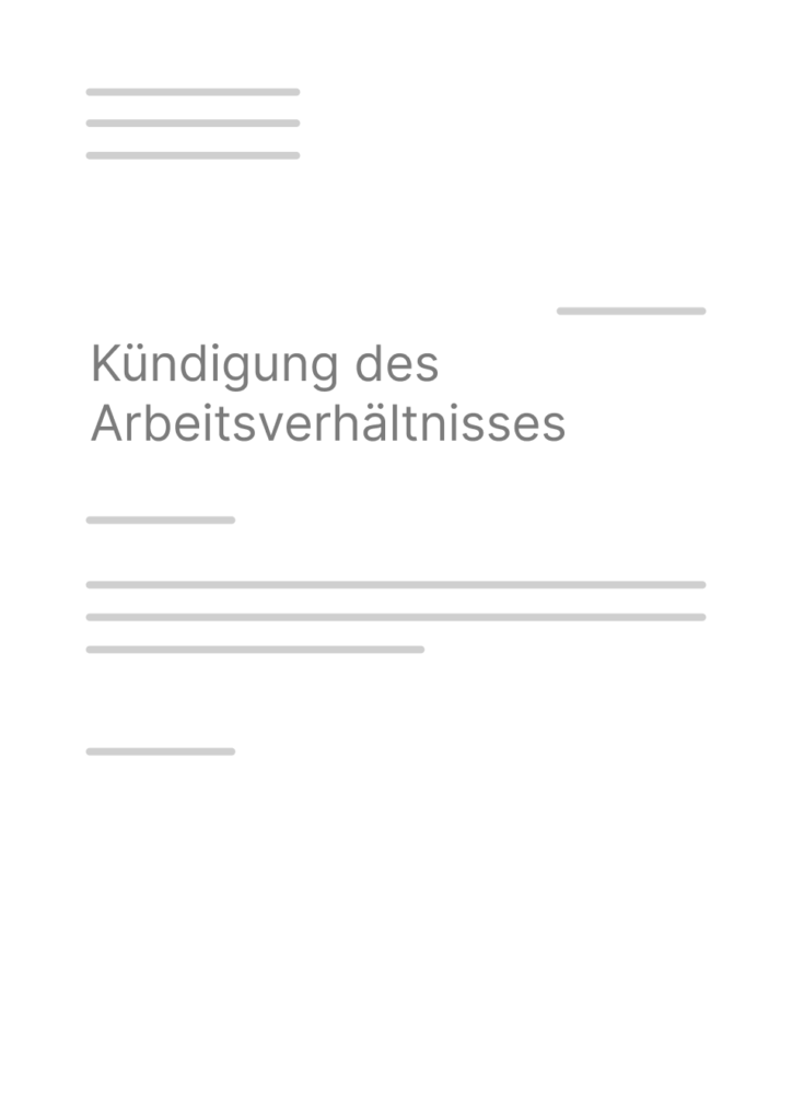 A4 Muster - Kündigung des Arbeitsverhältnisses
